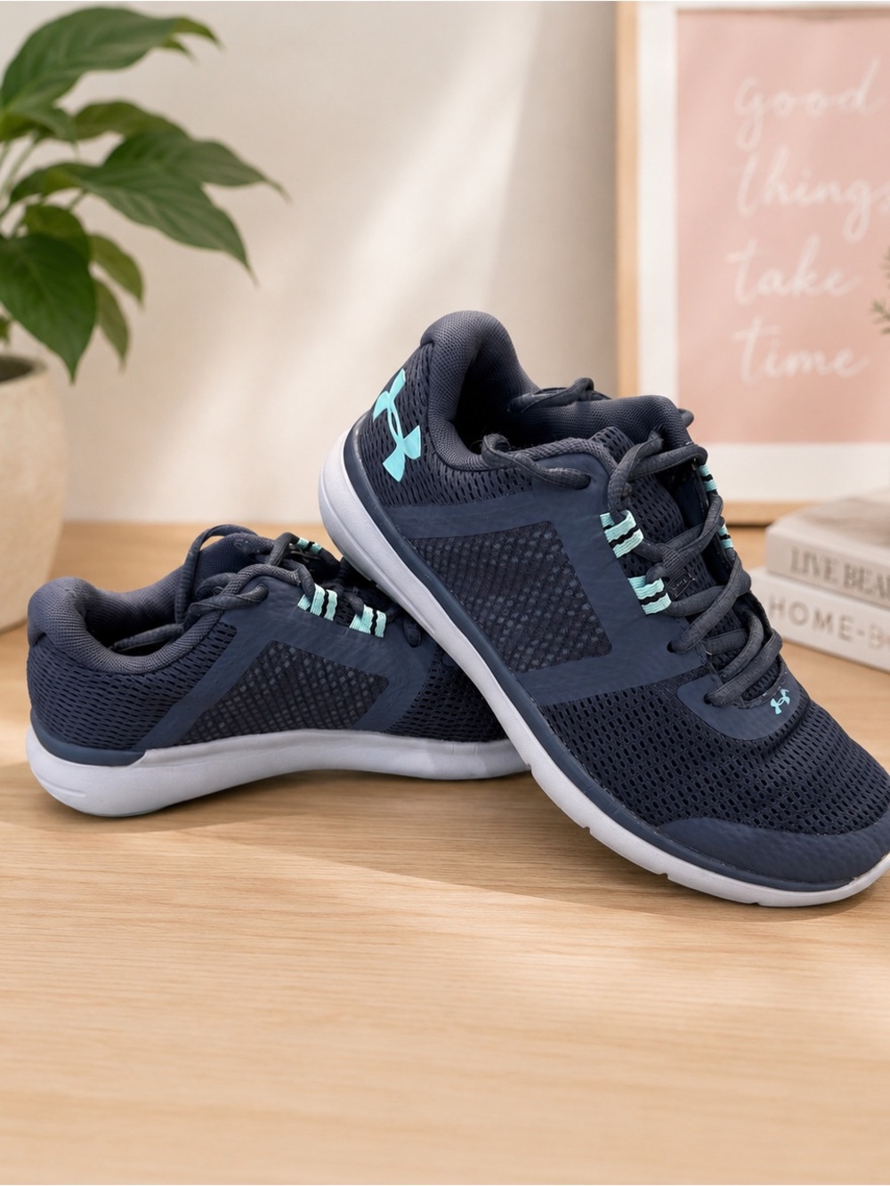 Under Armour Fuse FST Running Shoes Gray Aqua Women’s Size 8 Excellent Condition